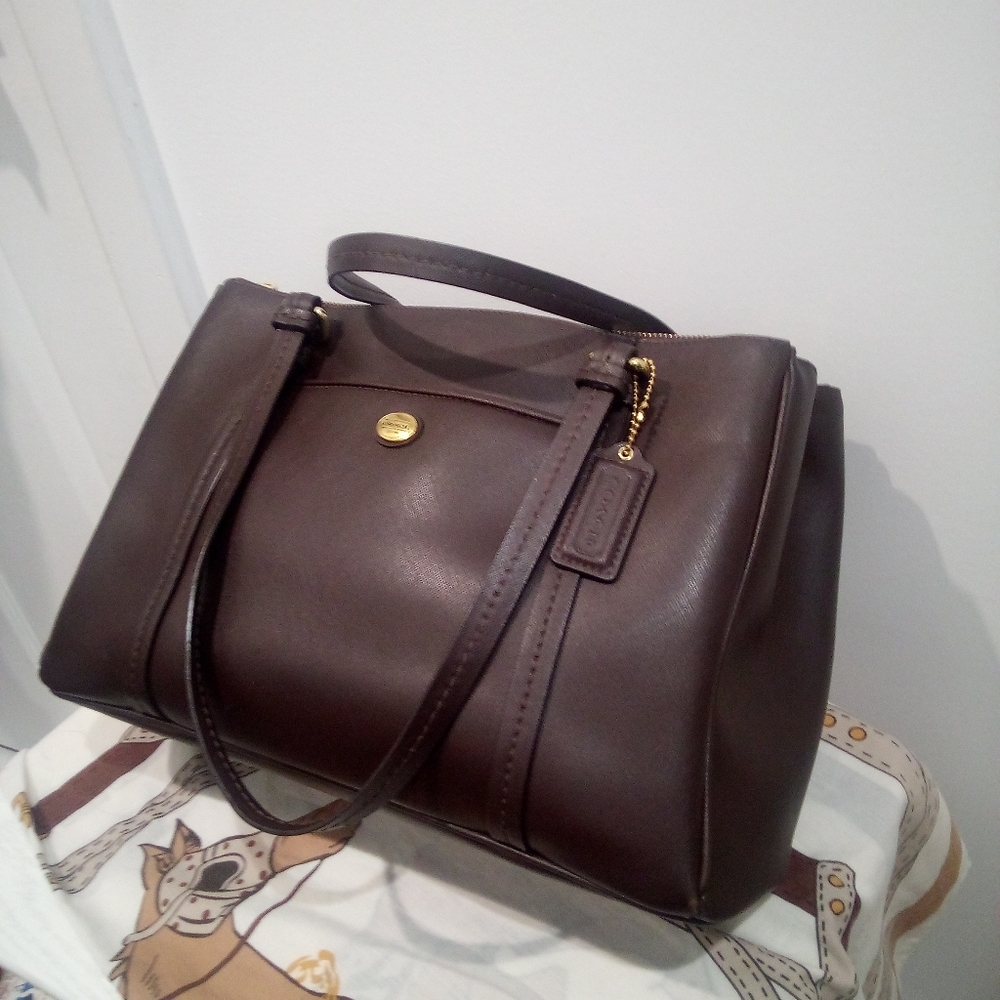 COACH PEYTON LEATHER  DOUBLE ZIP CARRYALL (F25669)